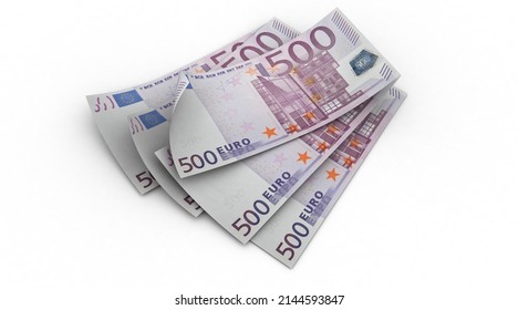 3d Five Hundred Europe Money, notes of 500 euros in white background. Money from Europe. Earn money. Currency. Money banknote
