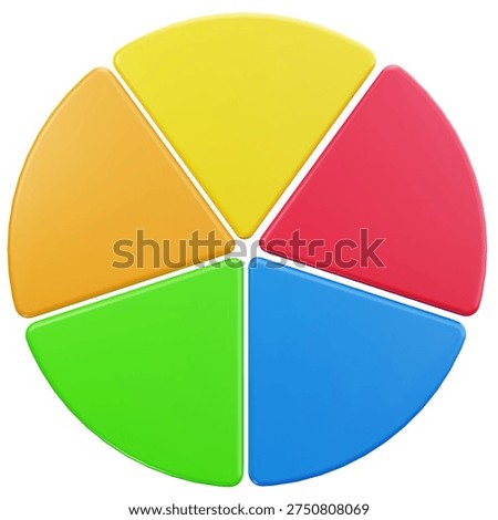 3D Five Segment Pie Chart