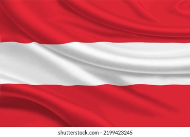 3D Flag Of Austria On Wrinkled Fabric Background.