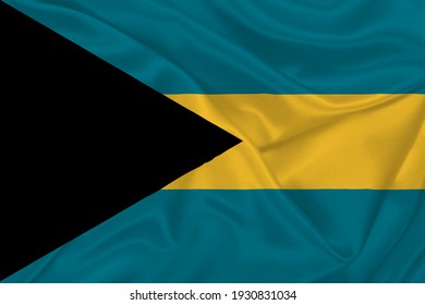 3D Flag of Bahamas on wrinkled fabric.