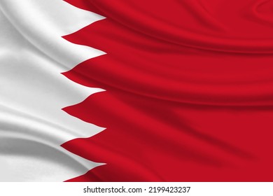 3D Flag Of Bahrain On Wrinkled Fabric Background.