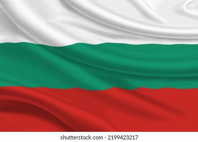 3D Flag Of Bulgaria On Wrinkled Fabric Background.