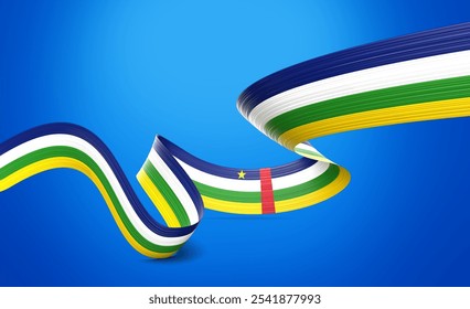 3d Flag Of Central African Republic 3d Shiny Waving Ribbon Flag On Blue Background 3d Illustration - Powered by Shutterstock