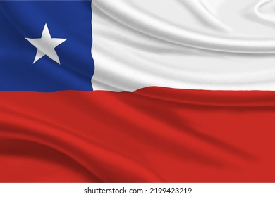 3D Flag Of Chile On Wrinkled Fabric Background.