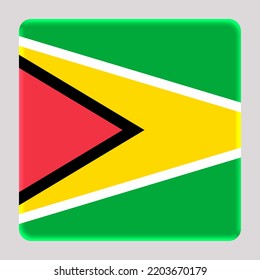 3D Flag Of Guyana On A Avatar Square Background.