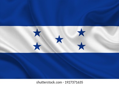 3D Flag Of Honduras On Wrinkled Fabric.