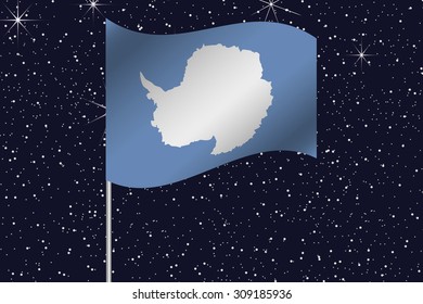 3D Flag Illustration Waving In The Night Sky Of The Country Of  Antartica