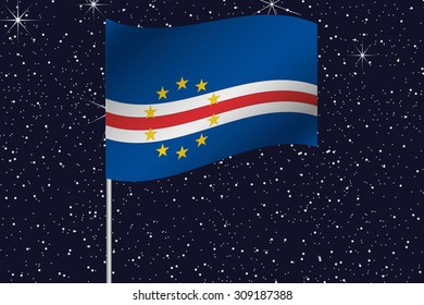 3D Flag Illustration Waving In The Night Sky Of The Country Of  Cape Verde