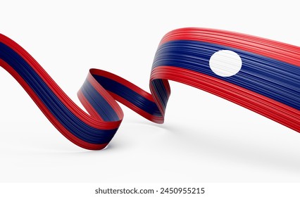 3d Flag Of Laos 3d Shiny Waving Laos Ribbon Flag On White Background 3d Illustration - Powered by Shutterstock