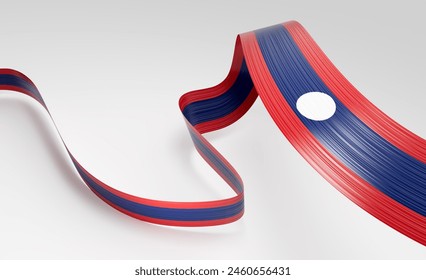 3d Flag Of Laos 3d Shiny Waving Laos Ribbon Flag On White Background 3d Illustration - Powered by Shutterstock