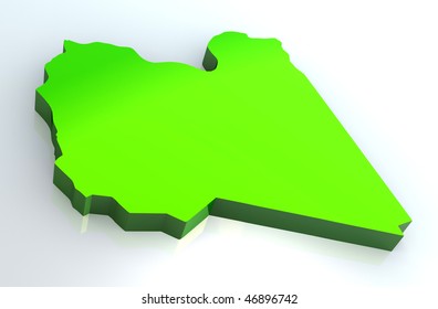 3d Flag Map Of Lybia