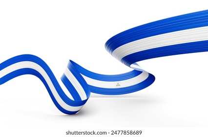 3d Flag Of Nicaragua 3d Shiny Waving Nicaragua Ribbon Flag On White Background 3d Illustration - Powered by Shutterstock