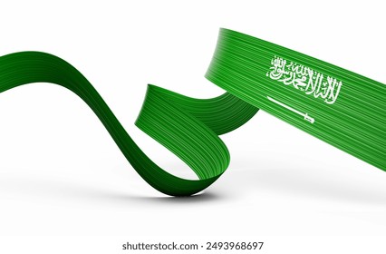 3d Flag Of Saudi Arabia 3d Wavy Shiny Saudi Arabia Ribbon Flag On White Background 3d Illustration - Powered by Shutterstock