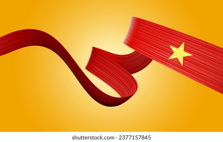 3d Flag Of Vietnam 3d Wavy Shiny Vietnam Ribbon Isolated Orange Background 3d Illustration - Powered by Shutterstock