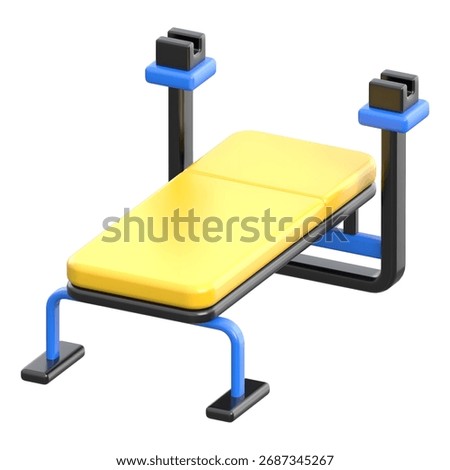 3D flat bench press icon for chest and strength exercises.