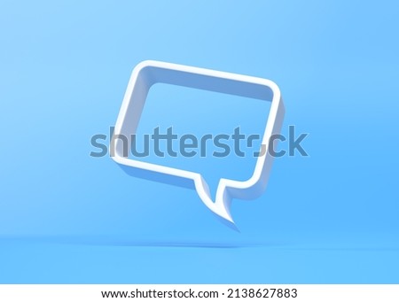 3D Flat empty frame speech bubble icon for text quote on a blue background with copy space. Chat bubbles. Comment symbol. Bubble talk. Comment sign. 3d rendering 3d illustration