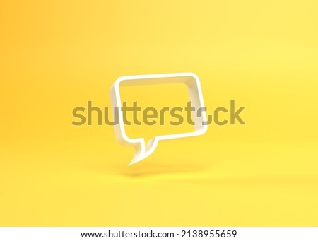 3D Flat empty frame speech bubble icon for text quote on a yellow background with copy space. Chat bubbles. Comment symbol. Bubble talk. Comment sign. 3d rendering 3d illustration