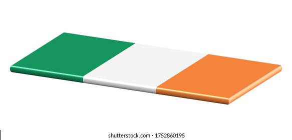 3D FLAT THIN NATIONAL FLAG WIHT CURVED EDGE : Ireland