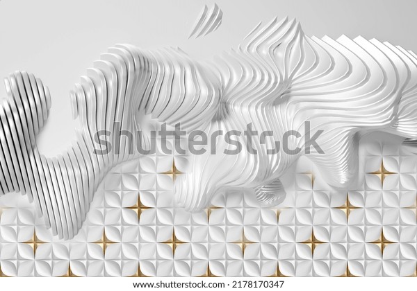 3D Flex Wallpaper, beige background with Flower embossing, zed sign adv, Wallpaper background, 3D Background, Mural Wallpaper 
