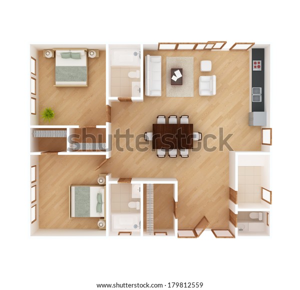 3d Floor Plan Top View House Stock Illustration 179812559