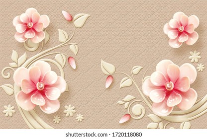 3d Flower Rendering Pattern Wallpaper