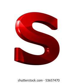 3D Font With Abstract Red Texture - S