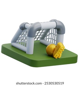 3D Football Goal And Glove With Ball - Powered by Shutterstock