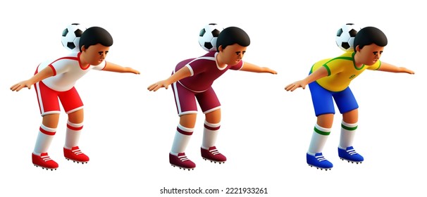 3d Football Player Doing Freestyle Trick With Soccer Ball. 3d Render