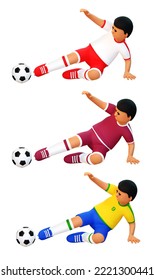 3d Football Player Makes Sliding Tackle In The Game. 3d Render