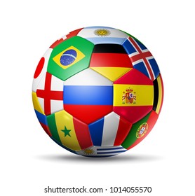 3D Football SoccerBall With Flags Isolated On White Background