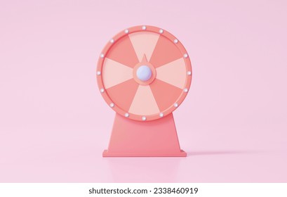 3D fortune spin wheel icon simple symbol isolated on pink background. business online promotion marketing entertainment risk gamble event, cartoon minimal style elements. 3d rendering illustration - Powered by Shutterstock