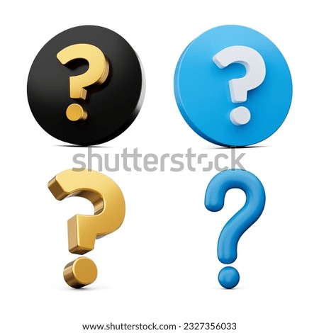 3d Four Different Style Of Question Mark Symbols With Rounded Icons White Background 3d Illustration