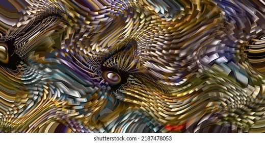 3d  fractal Textile fashion prints.Colorful Psychedelic Pattern.Rendering textile illustration.Abstract geometric swirl fractal.Fabric digital print pattern,digital  design ,textile  design