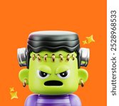 3D Frankenstein on orange background for instagram post