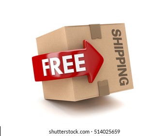 3D Free Shipping Cardboard Isolated