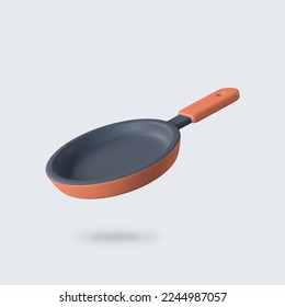 3d frying pan icon render isolated