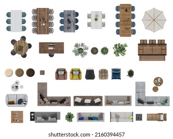 3d Furniture Top View For Architecture