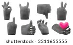 3d furry wolf hands set in plastic cartoon style. Different fingers and palm gesture. Werewolf monster Halloween character palms. High quality isolated render