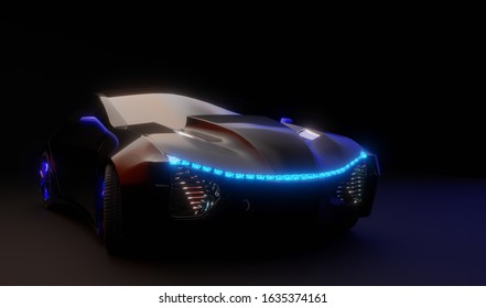 3d Futuristic Car Model Dark Stock Illustration 1635374161 | Shutterstock