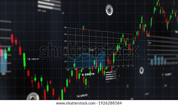 3D\
Futuristic finance stock exchange market chart computer screen bull\
market candlestick chart and bar graph with auto trading computer\
coding artificial intelligence technology, AI\
trading.