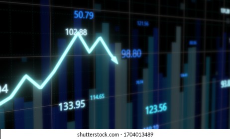 3D Futuristic Stock Market Graph Volatility Chart Tickers Changing - Abstract Background Texture