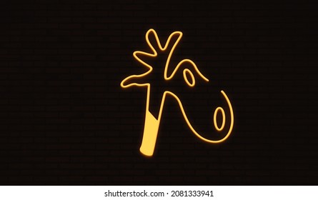 3d Gall Bladder Icon Neon Style