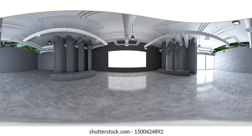 3d Gallery Room Illustration Spherical 360 Stock Illustration 1549281374