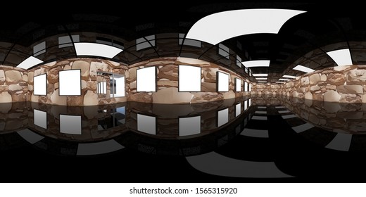 3d Gallery Room Illustration Spherical 360 Stock Illustration ...