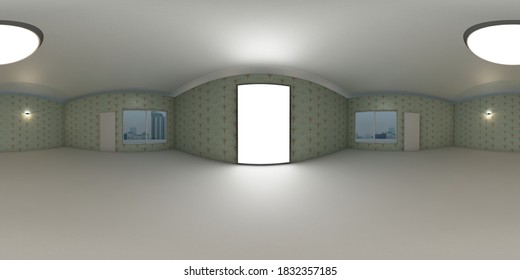 3d Gallery Room Illustration Spherical 360 Stock Illustration ...