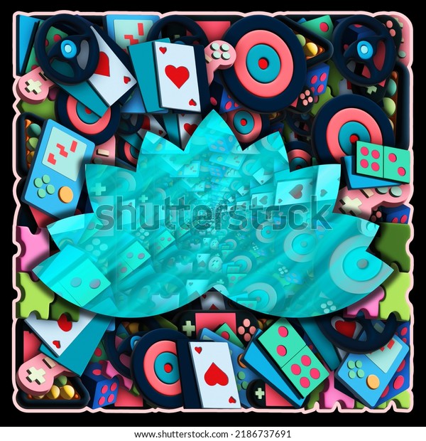 3d game\
icons sticker with doodle art style in a rectangular for pod (print\
on demand), background and t shirt\
design.