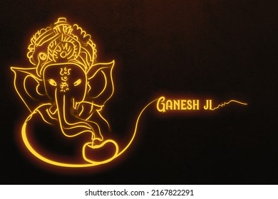 3D Ganesh Ji Lineart Neon Sign