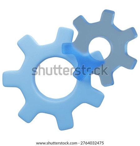 3D gear wheels and cogs isolated on white background representing teamwork, connection, and engineering concept