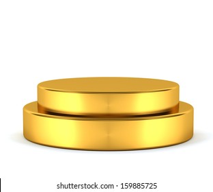3d Generated gold pedestal isolated on white background