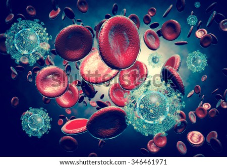 3D generated illustration of HIV Aids virus cells for medical science background